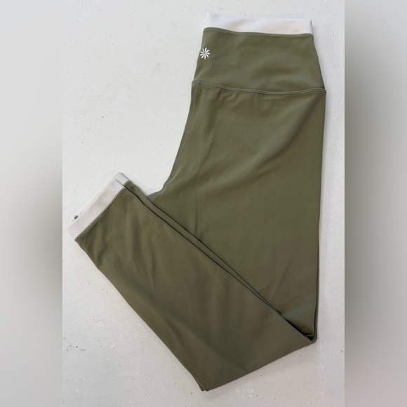 Athleta Transcend Tipped 7/8 Tight Leggings Olive Cream M - Picture 1 of 7